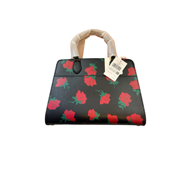 kate spade new york Handbags - Kate Spade Madison Rose Toss Printed Medium Satchel Black Red Rose Floral KE536